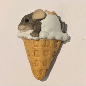 Charming Tails Ice Cream LAPEL PIN MOUSE Rare Brooch